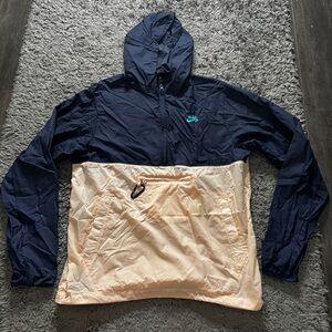 Nike SB Windbreaker Jacket Mens Medium Blue Pink Pullover Long Sleeve Logo